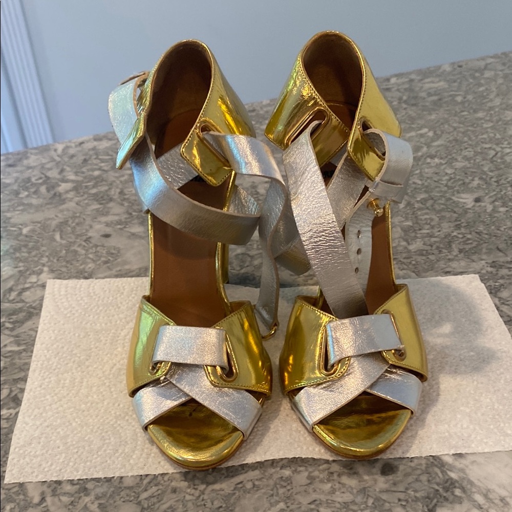 Pierre Hardy Gold and Silver Sandals with High Heels